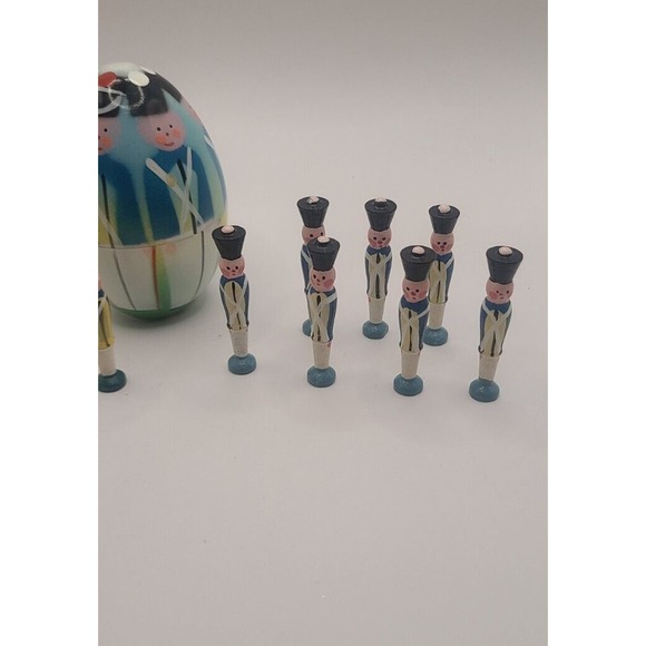 VINTAGE Polish Nutcracker Soldier Nesting Egg 9Wooden Soldiers, Holiday, Toy - Picture 3 of 10
